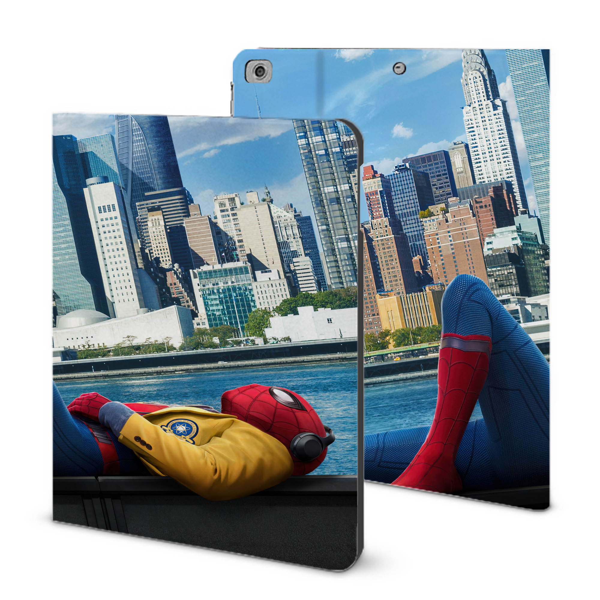 （画像用） Spider Man スパイダーマン IPad ケース ブック型 PUレザー TPU 耐衝撃 軽量 薄型 ペン収納なし 全面保護 IPad 各モデル対応